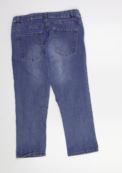 Womens UK Size 30 in Preworn Regular Fit Cropped Blue Jeans