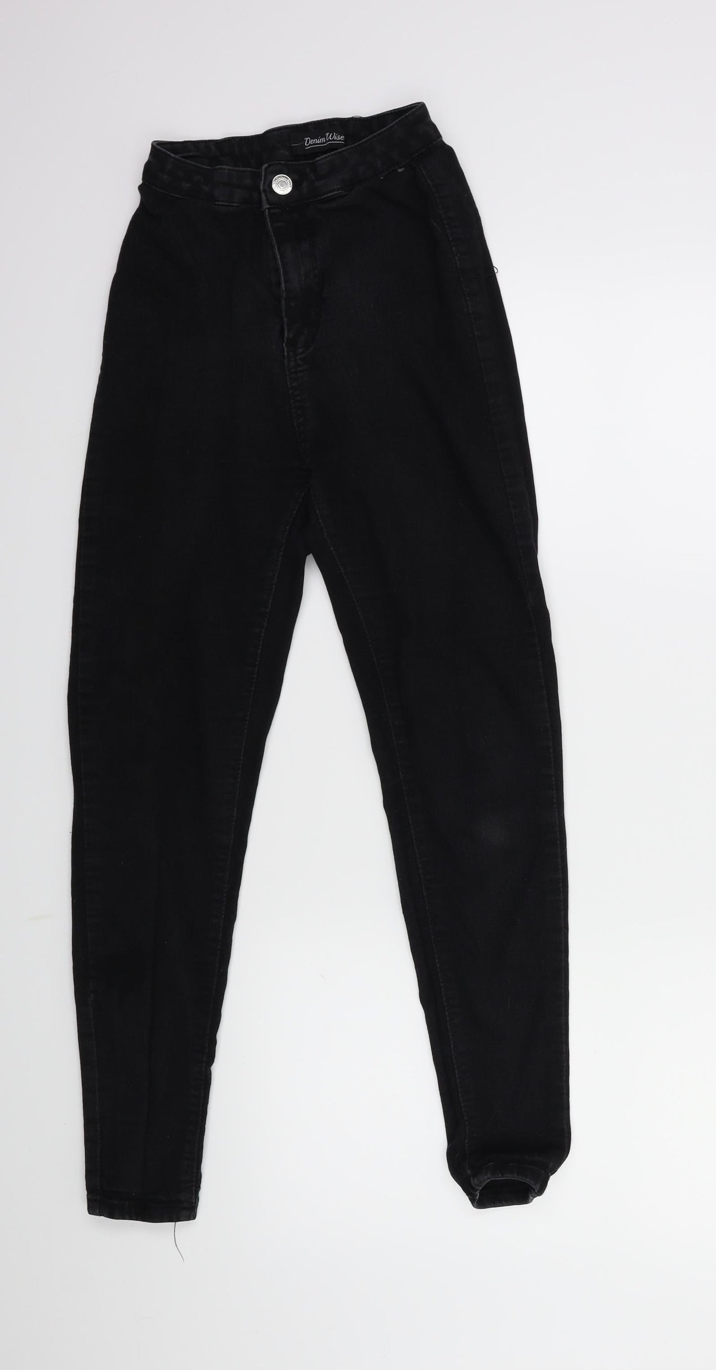 Womens UK Size 6 Denim Wise Regular Fit Skinny Black Jeans