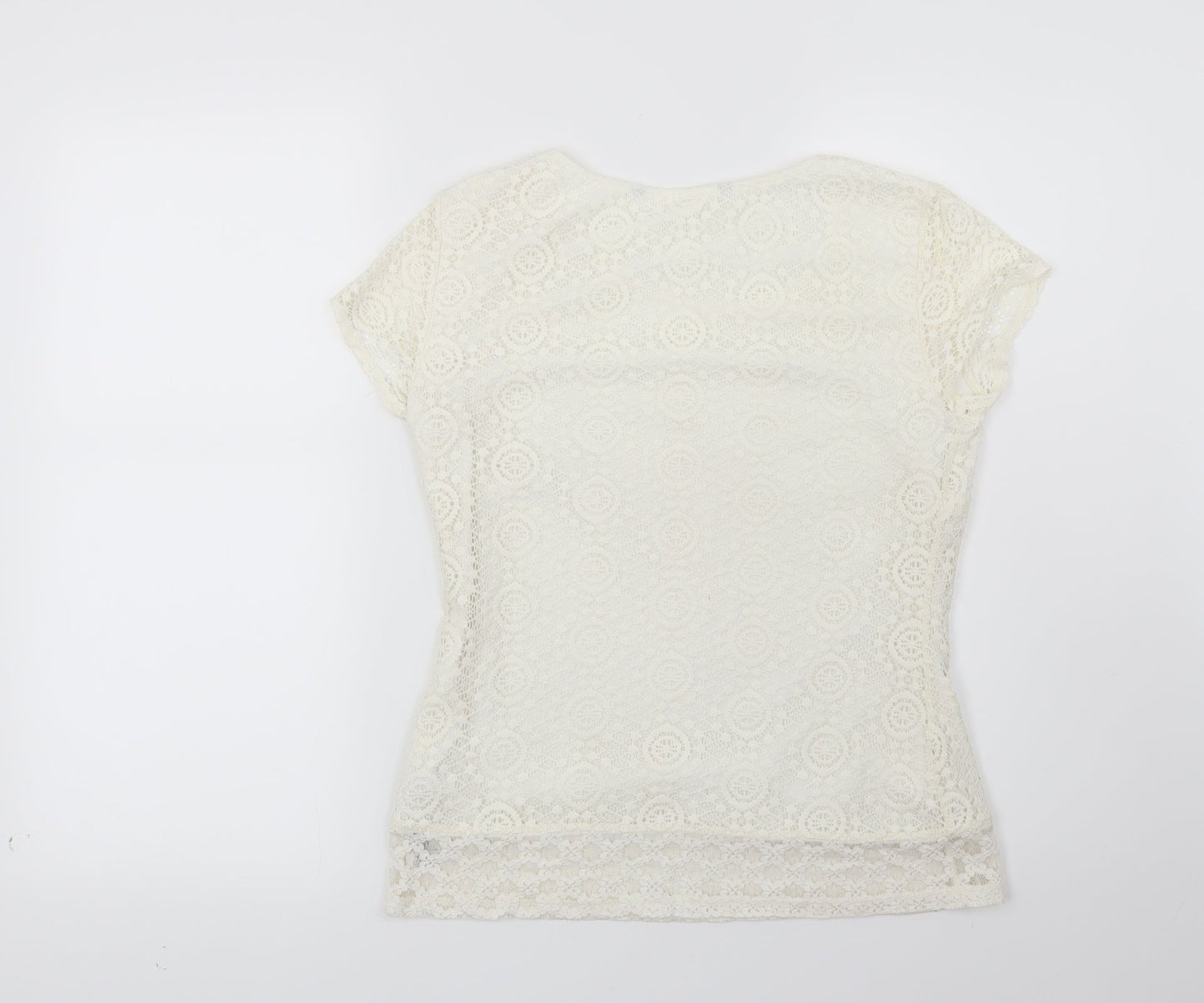 Womens UK Size 8 Preworn Beige Basic T-Shirt