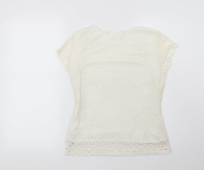 Womens UK Size 8 Preworn Beige Basic T-Shirt