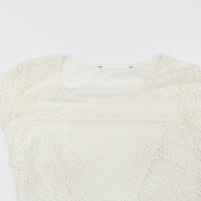 Womens UK Size 8 Preworn Beige Basic T-Shirt