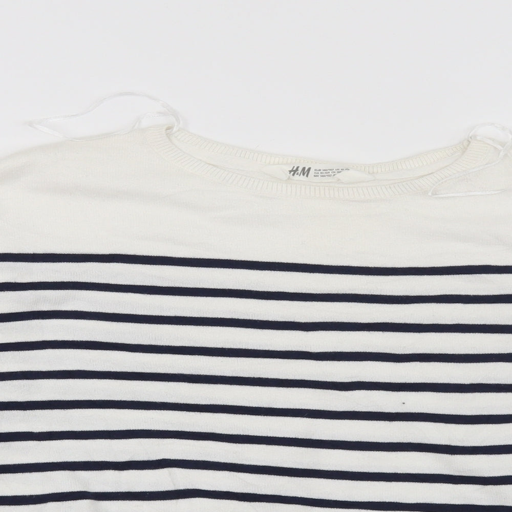H&M Girls White Striped  Pullover Jumper Size 11-12 Years