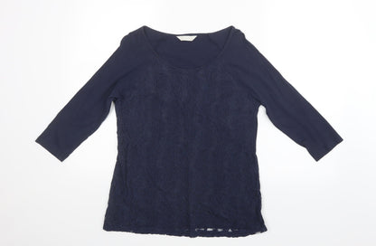 Authentic Womens Blue Floral  Basic Blouse Size 12  - Lace