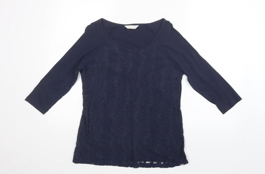 Authentic Womens Blue Floral  Basic Blouse Size 12  - Lace