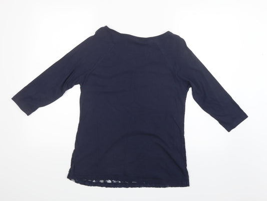 Authentic Womens Blue Floral  Basic Blouse Size 12  - Lace