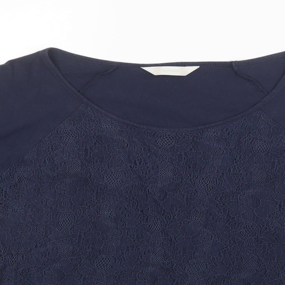 Authentic Womens Blue Floral  Basic Blouse Size 12  - Lace