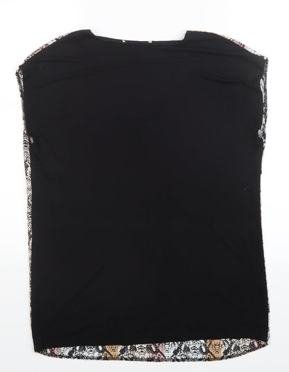 George Womens Black Geometric  Basic Blouse Size 12