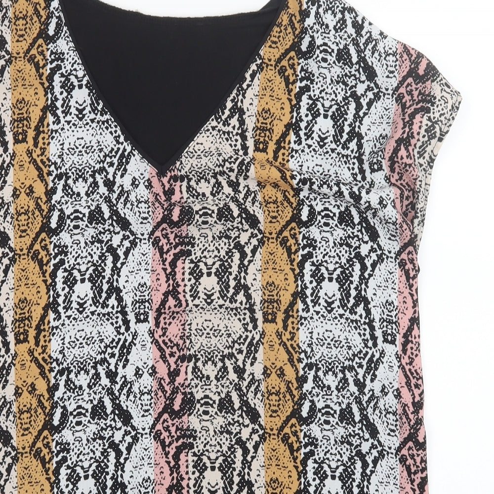 George Womens Black Geometric  Basic Blouse Size 12