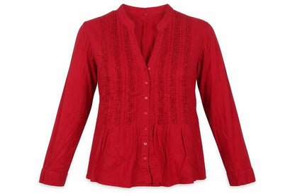 Womens UK Size 12 Debenhams Red Basic Button-Up