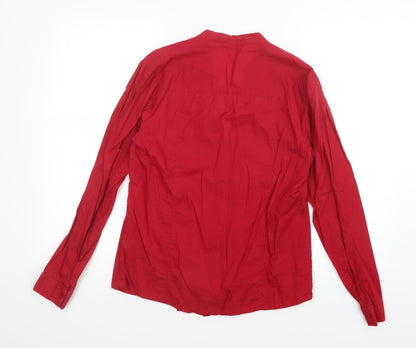 Womens UK Size 12 Debenhams Red Basic Button-Up