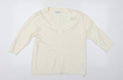 Petite Womens White   Pullover Jumper Size 16