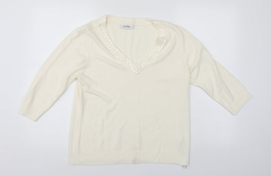 Petite Womens White   Pullover Jumper Size 16