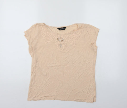 Womens UK Size 12 Dorothy Perkins Ivory Basic T-Shirt