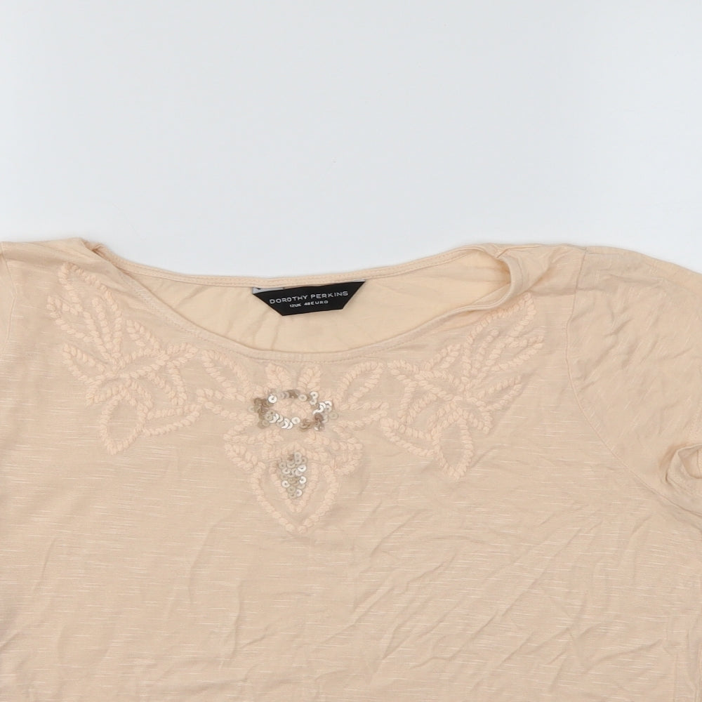 Womens UK Size 12 Dorothy Perkins Ivory Basic T-Shirt