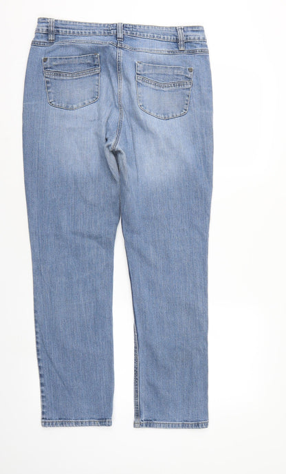 Womens UK Size 14 Papaya Regular Fit Straight Blue Jeans