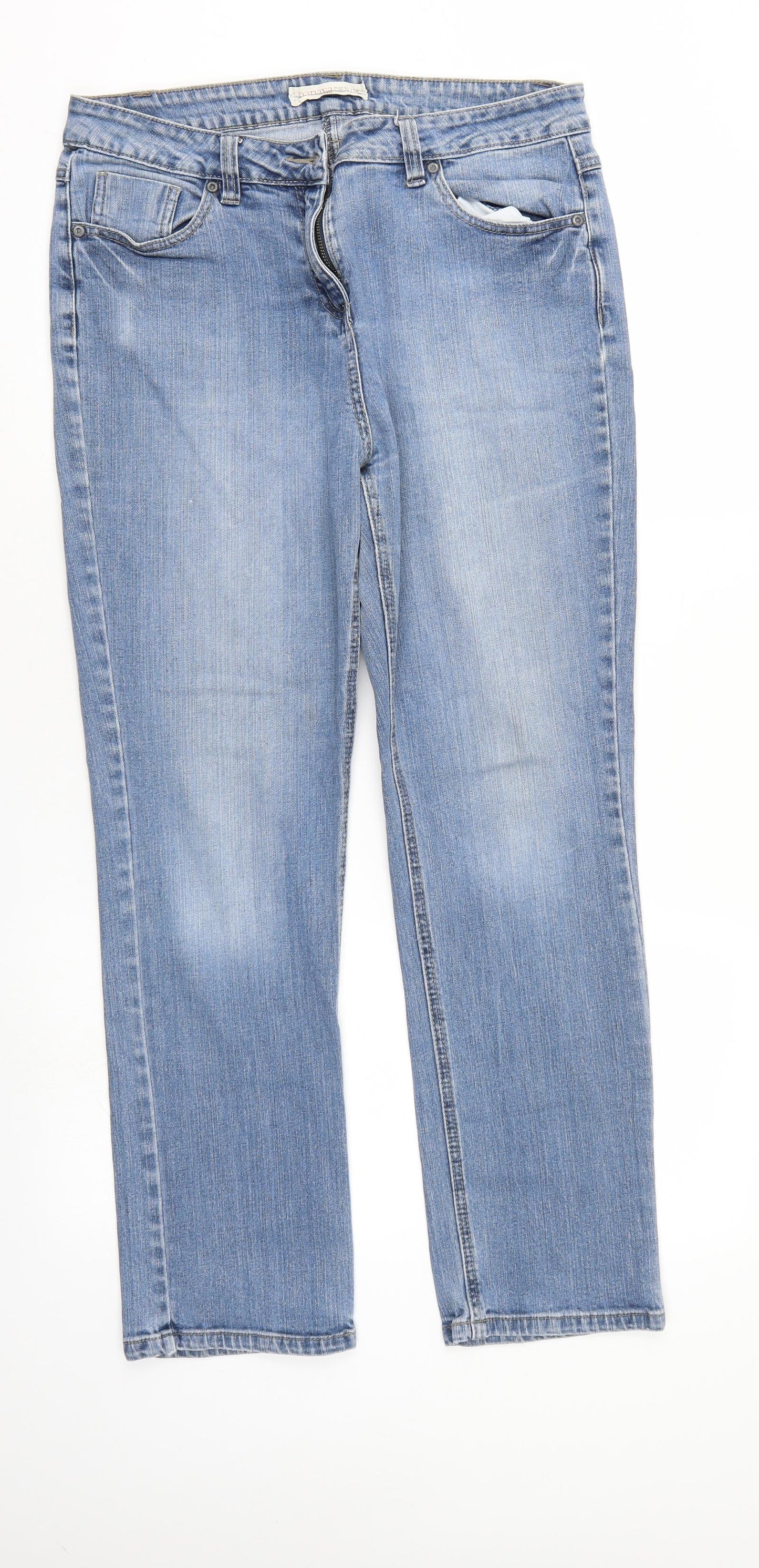 Womens UK Size 14 Papaya Regular Fit Straight Blue Jeans