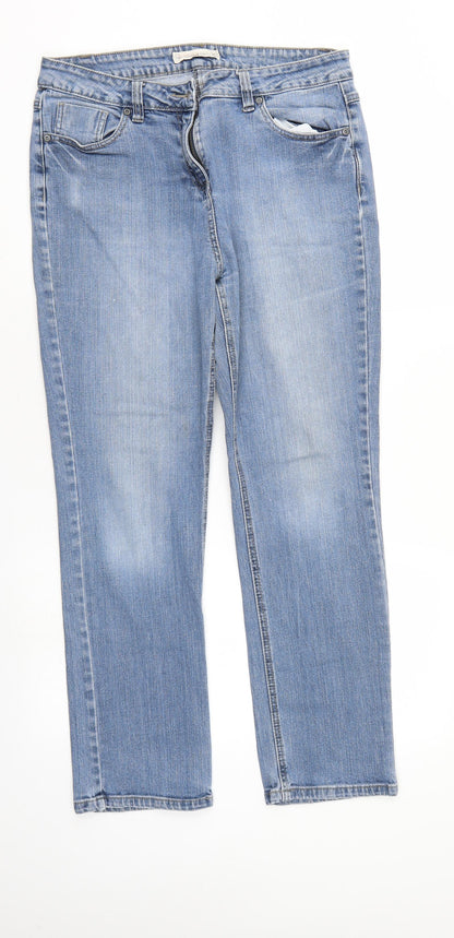 Womens UK Size 14 Papaya Regular Fit Straight Blue Jeans