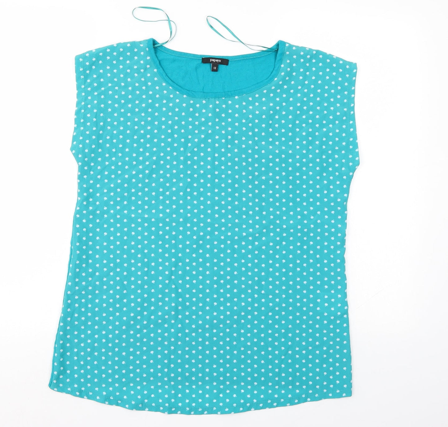 Papaya Womens Blue Polka Dot  Basic Blouse Size 12
