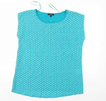 Papaya Womens Blue Polka Dot  Basic Blouse Size 12