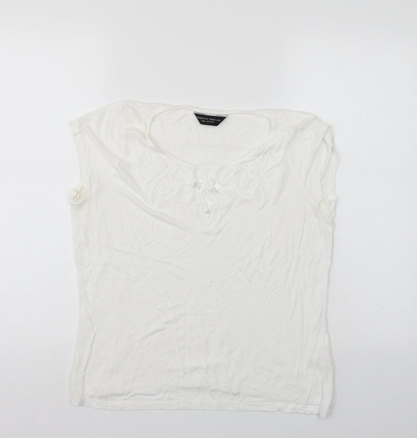 Womens UK Size 12 Dorothy Perkins White Basic T-Shirt