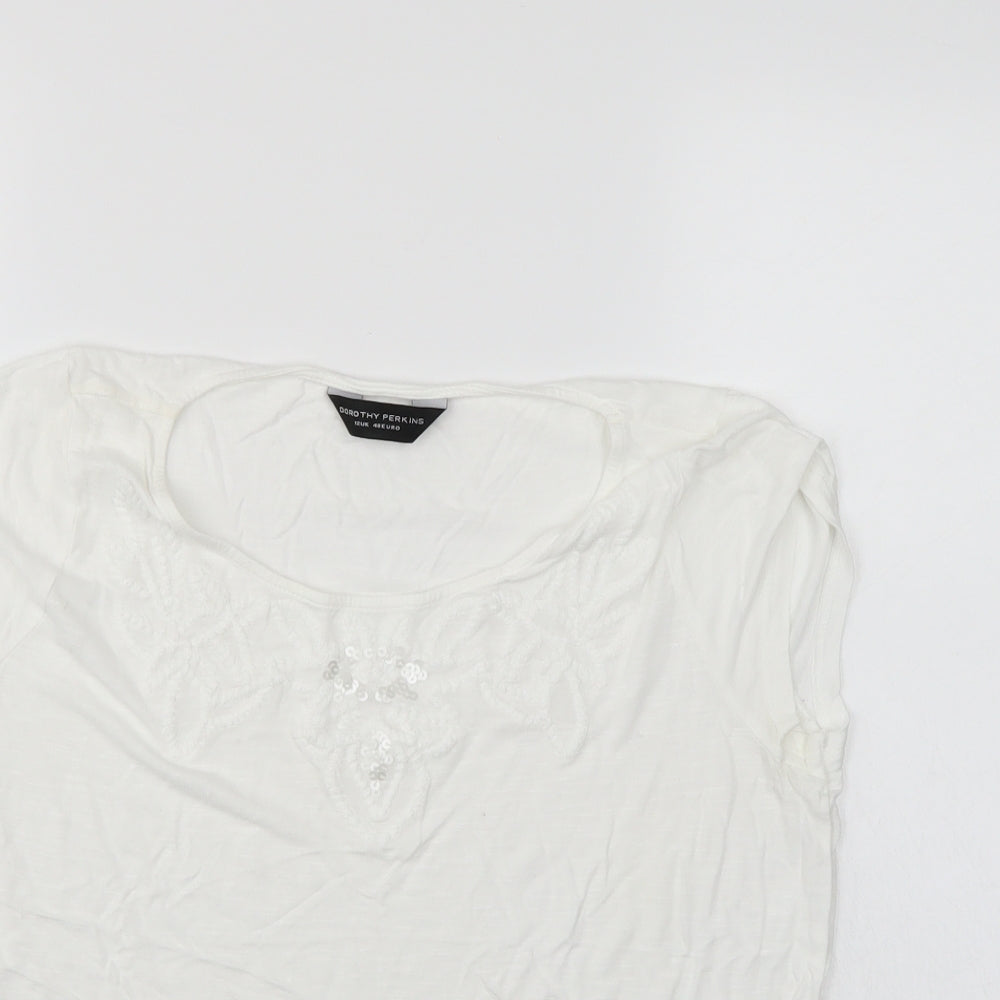 Womens UK Size 12 Dorothy Perkins White Basic T-Shirt