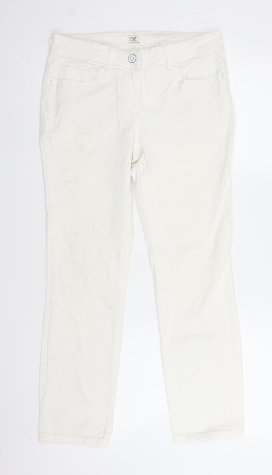 F&F Womens White  Denim Straight Jeans Size 10 L26 in