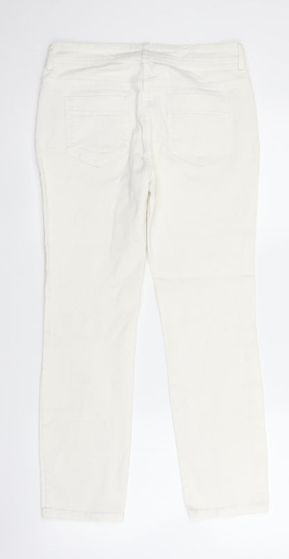 F&F Womens White  Denim Straight Jeans Size 10 L26 in