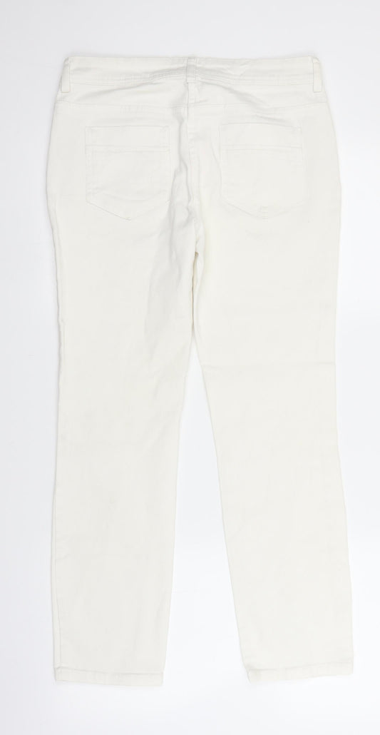 F&F Womens White  Denim Straight Jeans Size 10 L26 in