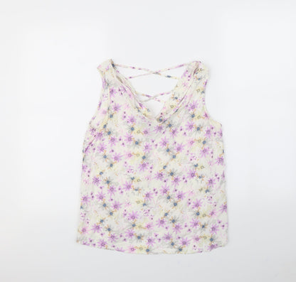 Atmosphere Womens White Floral  Basic T-Shirt Size 10