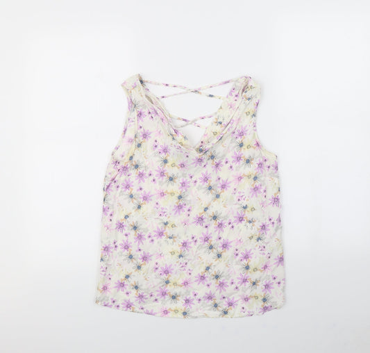 Atmosphere Womens White Floral  Basic T-Shirt Size 10