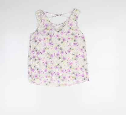 Atmosphere Womens White Floral  Basic T-Shirt Size 10