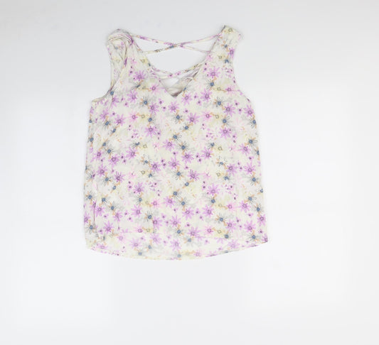 Atmosphere Womens White Floral  Basic T-Shirt Size 10