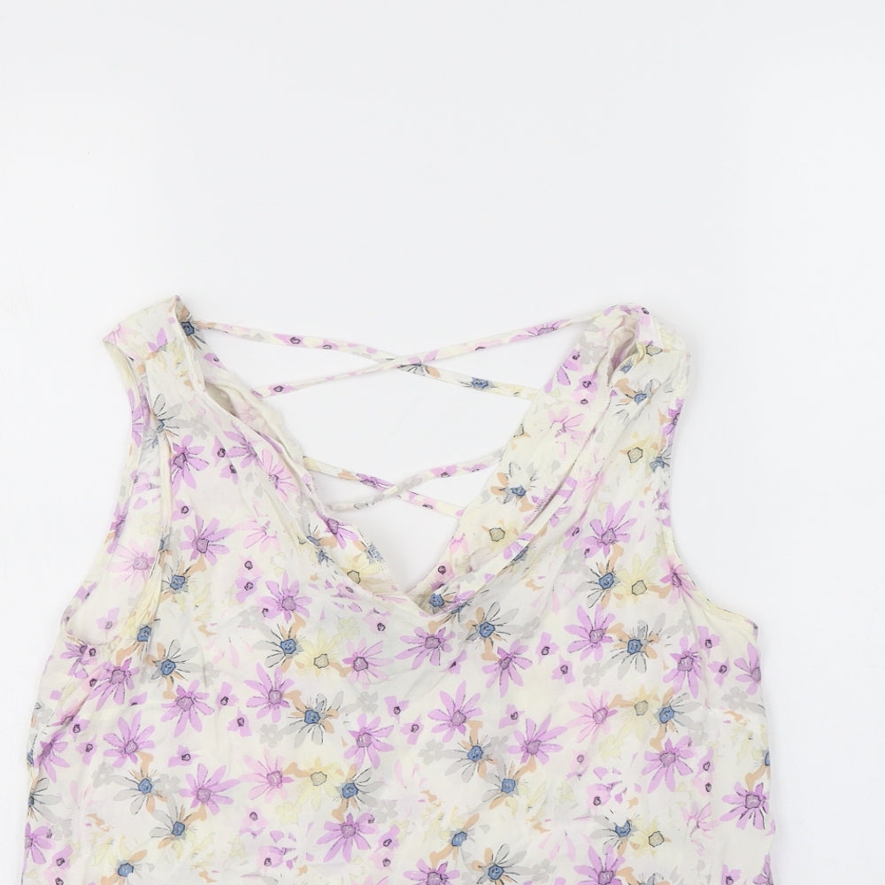 Atmosphere Womens White Floral  Basic T-Shirt Size 10