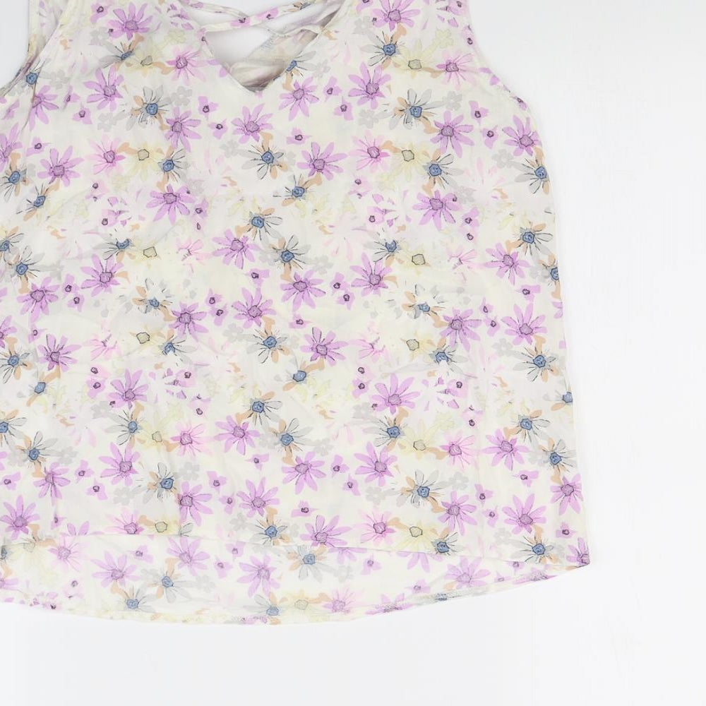 Atmosphere Womens White Floral  Basic T-Shirt Size 10