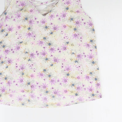 Atmosphere Womens White Floral  Basic T-Shirt Size 10