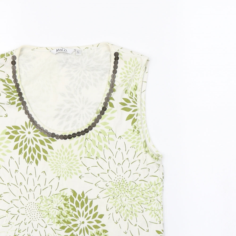 Womens UK Size L M&Co White Basic Tank