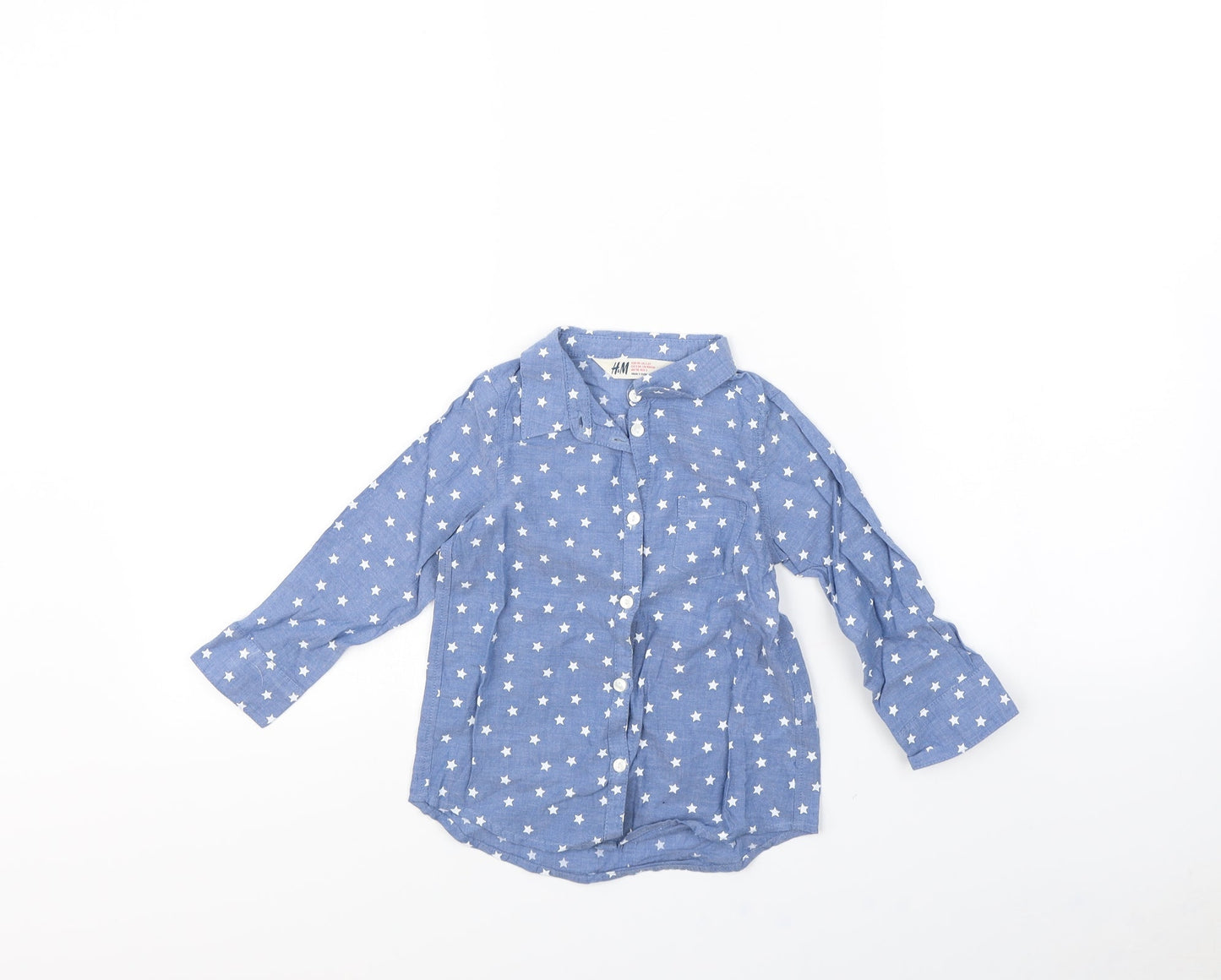 H&M Girls Blue Spotted  Basic Button-Up Size 2 Years