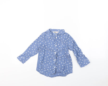 H&M Girls Blue Spotted  Basic Button-Up Size 2 Years