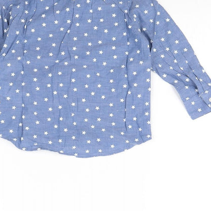 H&M Girls Blue Spotted  Basic Button-Up Size 2 Years