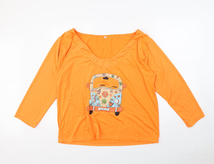 Womens UK Size XL Preworn Orange Basic T-Shirt