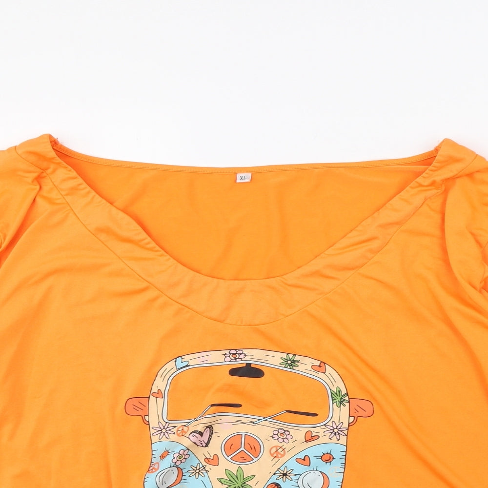 Womens UK Size XL Preworn Orange Basic T-Shirt