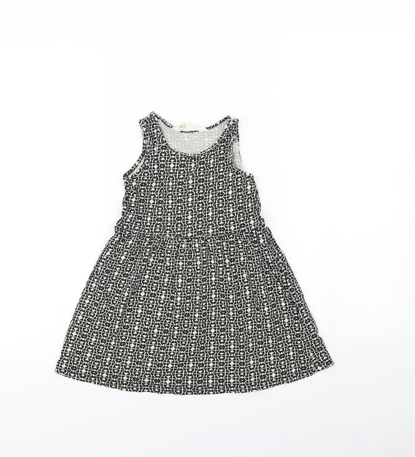 H&M Girls Black Geometric  Fit & Flare  Size 2 Years