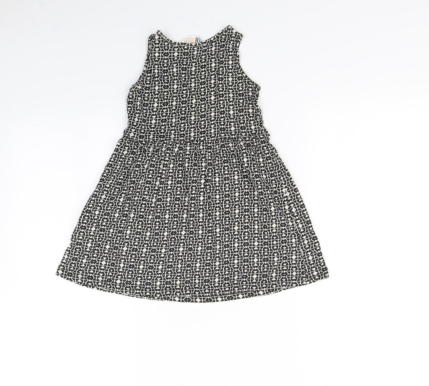 H&M Girls Black Geometric  Fit & Flare  Size 2 Years