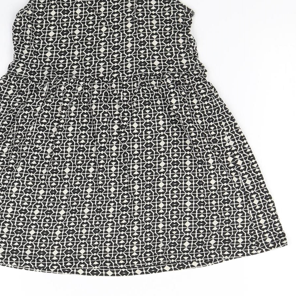 H&M Girls Black Geometric  Fit & Flare  Size 2 Years