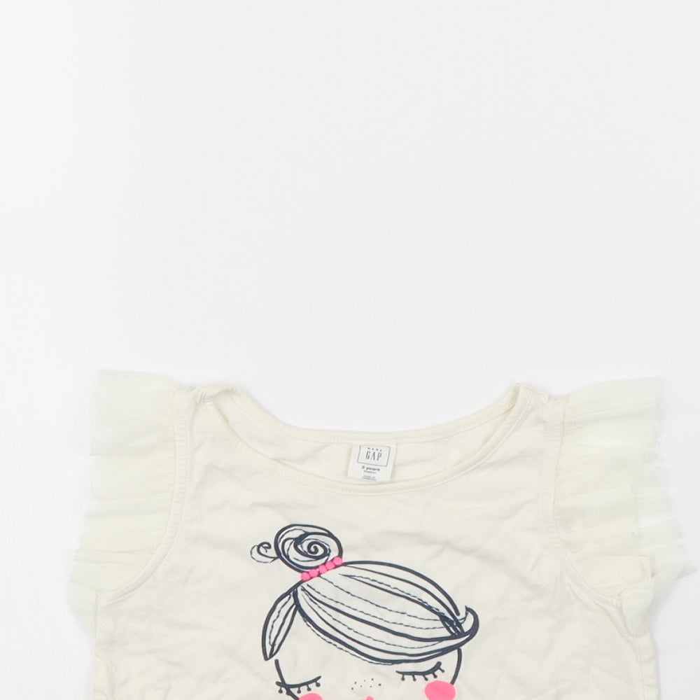 Gap Girls White   Basic T-Shirt Size 3 Years