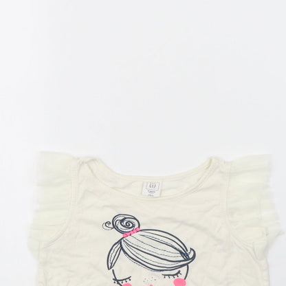 Gap Girls White   Basic T-Shirt Size 3 Years