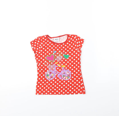 NOVA Girls Red Polka Dot  Basic T-Shirt Size 4 Years