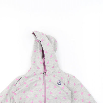 mamas & papas Girls Grey Spotted  Jacket  Size 3 Years  - rabbit