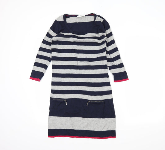 Autograph Womens Blue Striped  Pullover Jumper Size 8