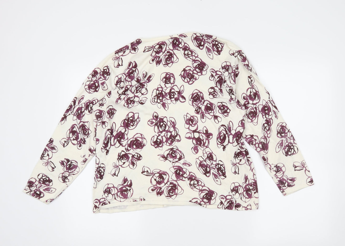eatsex Womens White Floral  Pullover Jumper Size 18
